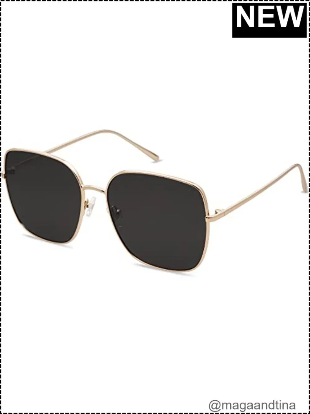 Oversized Square Metal Frame UV400 Sunglasses